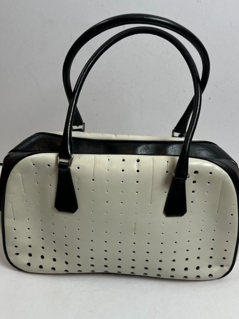 Vintage White Prada Vitello Fori Bag